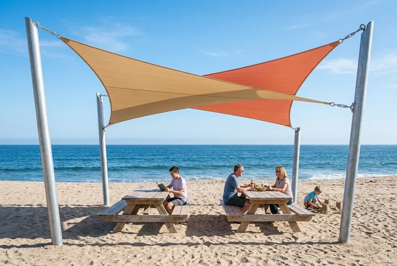 Right Triangle Shade Sails installed