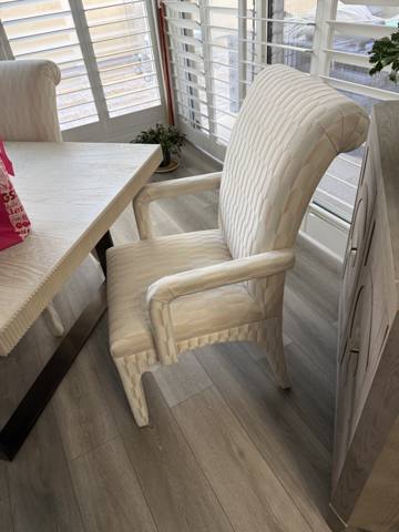 After: cream quilted dining armchair