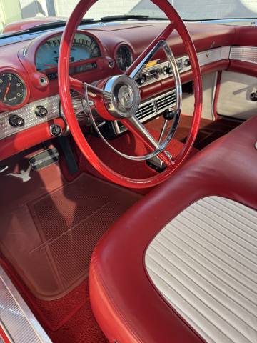 After: classic car red and white interior