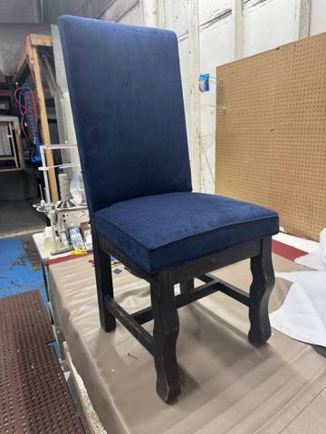 After: tall navy velvet dining chair, finished