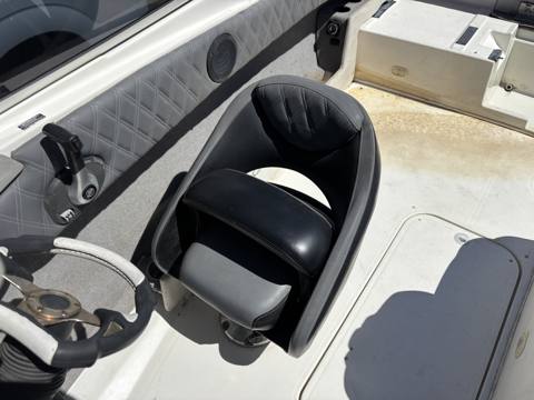 After: diamond-stitched black and gray boat captain seat